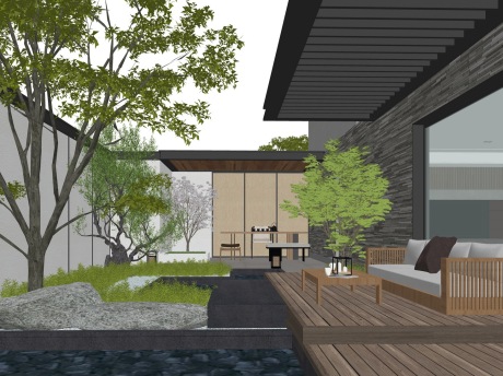 现代庭院景观SU模型