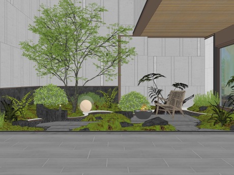 下沉庭院景观SU模型