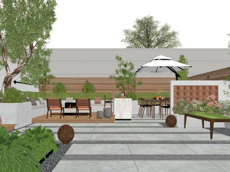 现代庭院景观SU模型