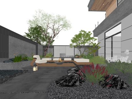 现代庭院景观SU模型