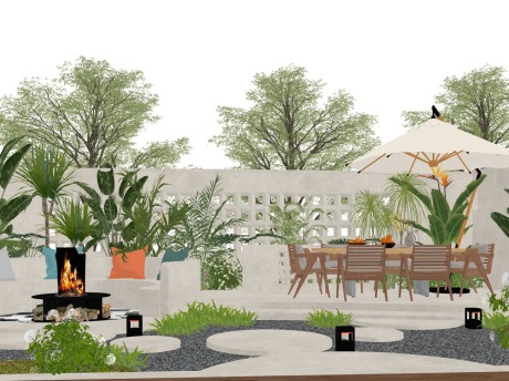 现代庭院景观SU模型