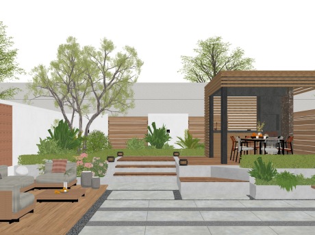 现代庭院景观SU模型