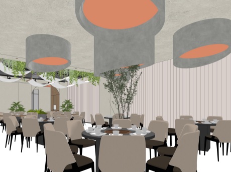 现代餐厅SU模型