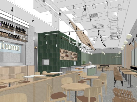 现代餐厅SU模型