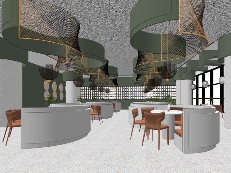 现代餐厅SU模型