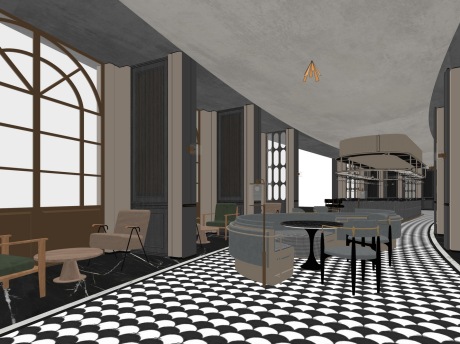 现代餐厅SU模型