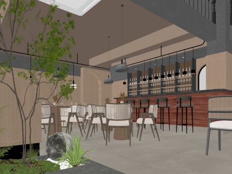 现代餐厅SU模型