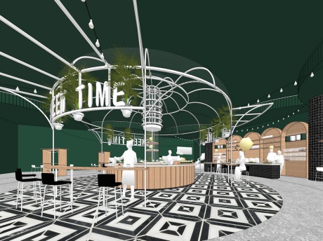 现代餐厅SU模型