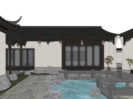 中式四合院SU模型