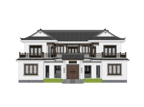 中式四合院别墅SU模型
