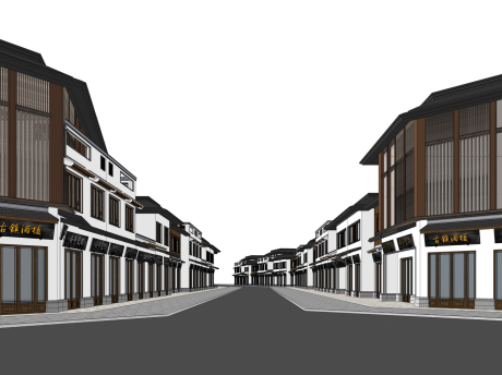 古镇商业街SU模型