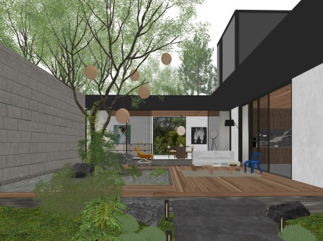 现代庭院景观SU模型