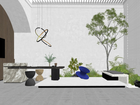 下沉庭院景观SU模型