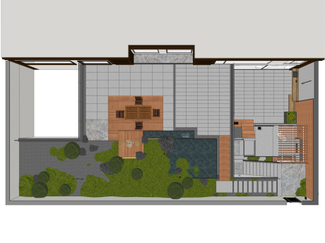 下沉庭院景观SU模型