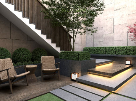 下沉庭院景观SU模型