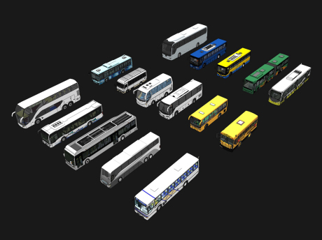 公交车巴士客车组合SU模型