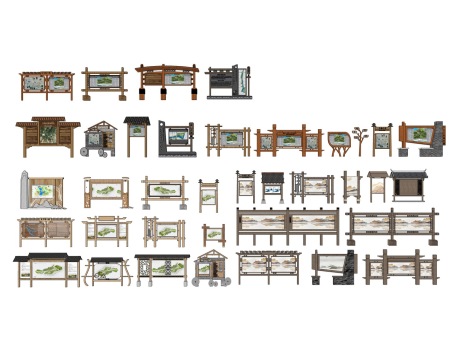 景区标识牌导视指示牌SU模型