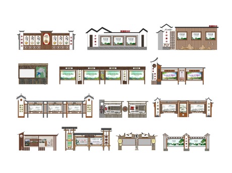 美丽乡村振兴宣传栏公告栏SU模型
