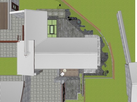 中式四合院庭院景观SU模型