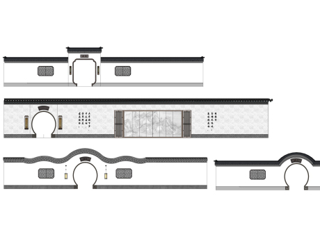新中式月洞门景墙SU模型