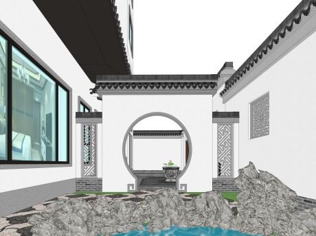 中式庭院景观SU模型