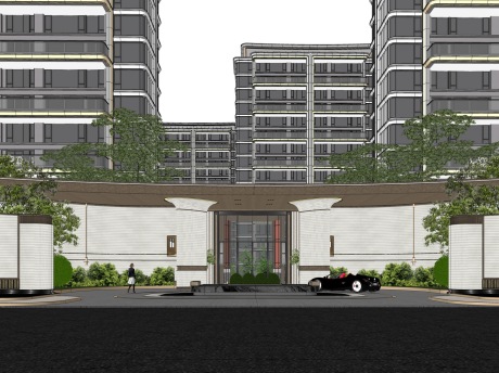 龙湖云河颂大门SU模型