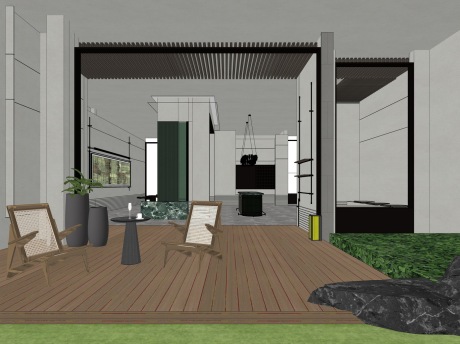 绿城桂月云翠架空层景观SU模型