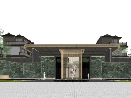 寧凰潮鸣示范区+宋风别墅SU模型