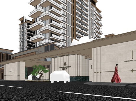 张家口鸿坤会所SU模型