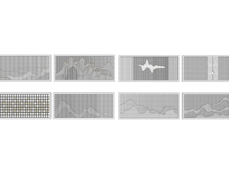 山形景墙围墙SU模型