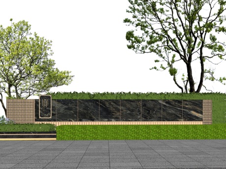 绿城金基沁百合景墙SU模型