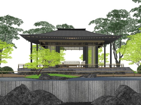 宋风凉亭SU模型