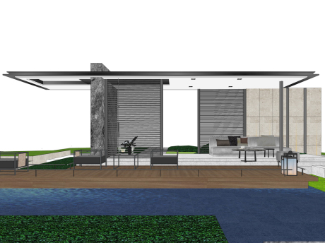 现代廊架SU模型