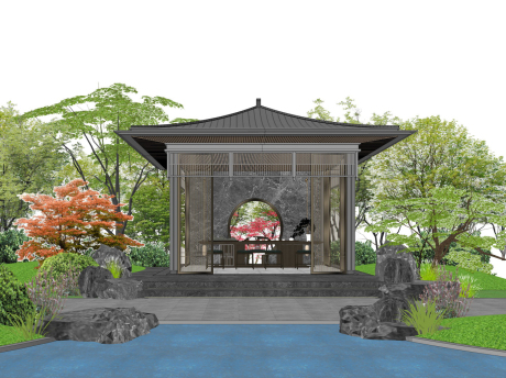 新中式凉亭SU模型