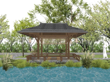 新中式凉亭SU模型