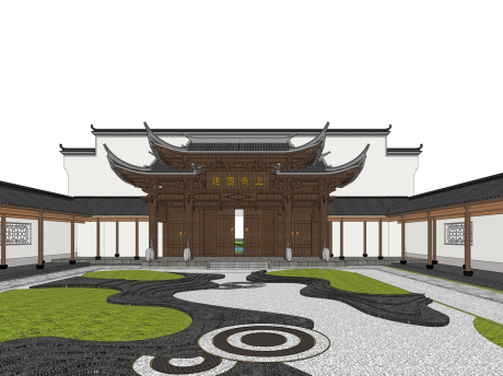 建國熹上门头SU模型