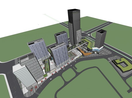 现代商业综合体SU模型