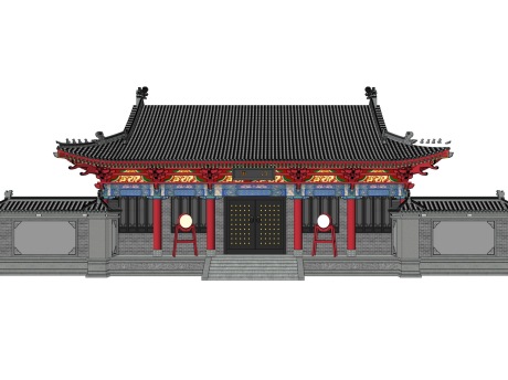 古建衙门门楼SU模型