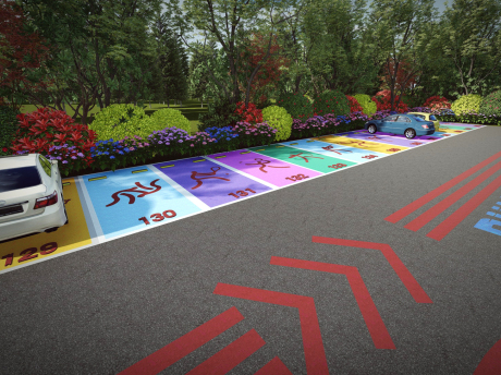 体育公园运动主题停车场停车位SU模型