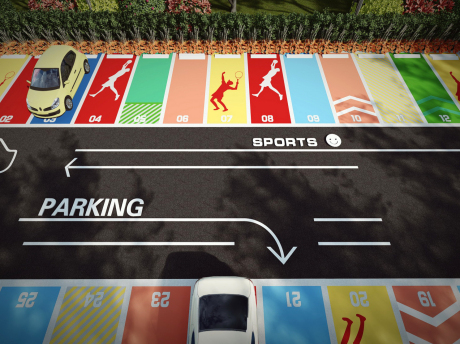 体育公园运动主题停车场停车位SU模型