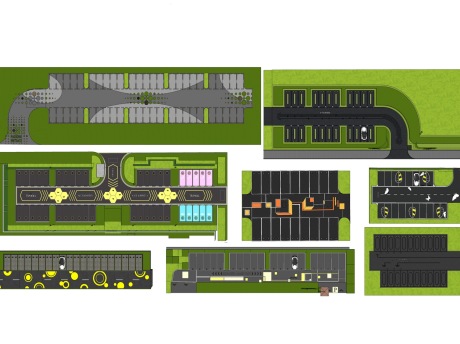 停车场停车位SU模型