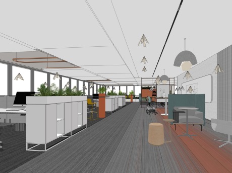 现代办公区SU模型