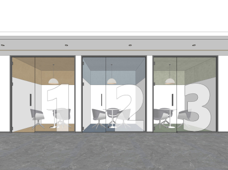 现代办公室洽谈区SU模型