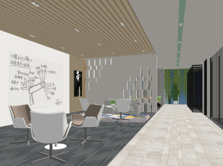 现代办公洽谈休息区SU模型