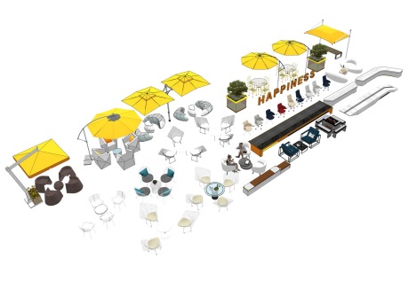 户外桌椅沙发座椅坐凳SU模型