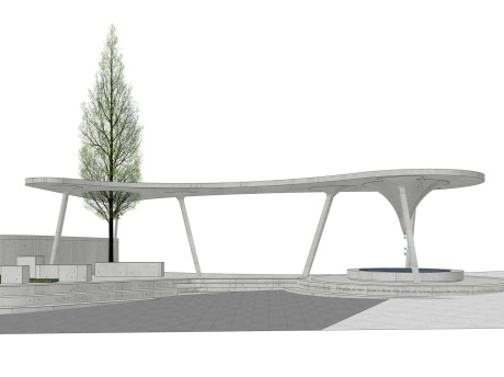 混凝土廊架坐凳SU模型