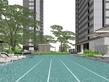 嘉兴绿城晓风印月府大区景观SU模型