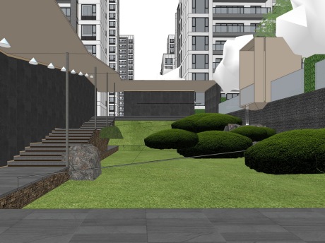 璞居贰号院中庭景观SU模型