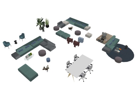 办公洽谈沙发组合SU模型