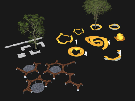 种植池树池坐凳SU模型